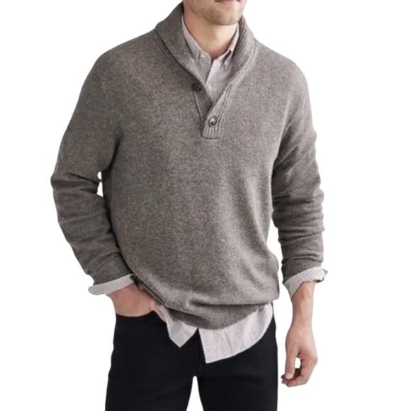 J CREW Marled Lambswool Sweater Men Sz S Gray Shawl Collar Normcore Streetwear - Picture 1 of 14